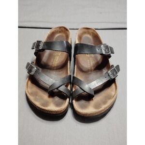 BIRKENSTOCK Mayari Birko-Flor Thong Sandal Black Resort Travel Preppy Women 37/6